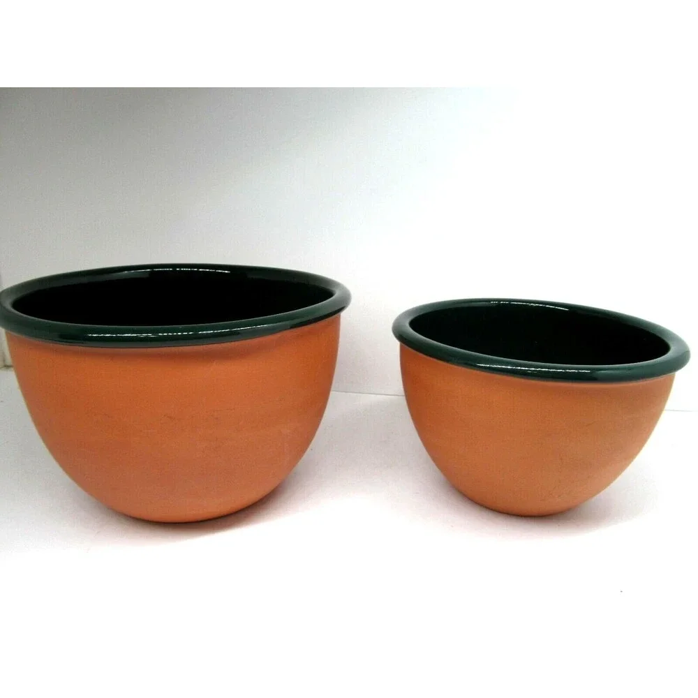 Over And Back Nesting Mixing Bowls Portugal Green & Clay Bundle of 2